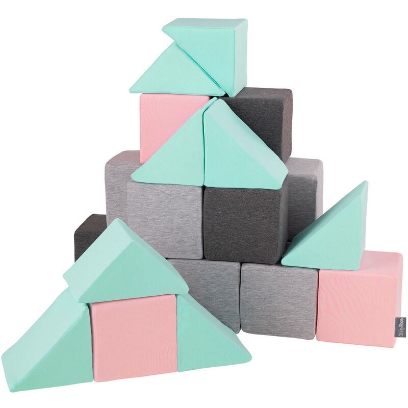

Bloques Blandos 24 Piezas Para Niños 14Cm, Mix:Gris Claro/Gris Oscuro/Rosa/Menta - mix:gris claro/gris oscuro/rosa/menta - Kiddymoon
