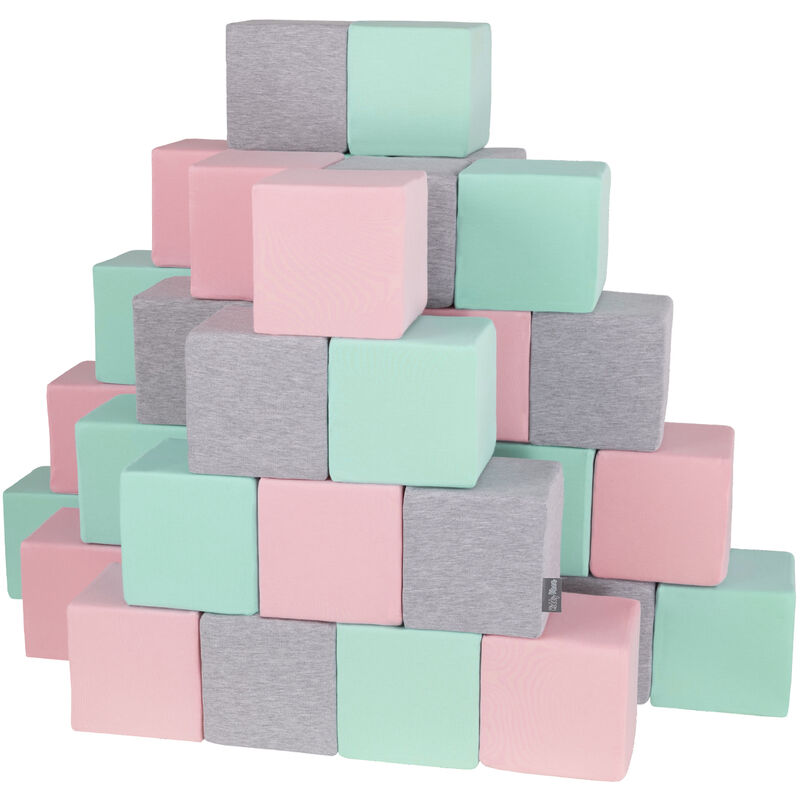 

Bloques Blandos 48 Piezas Para Niños 14Cm, Cubos:Gris Claro/Rosa/Menta - cubos:gris claro/rosa/menta - Kiddymoon