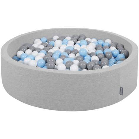 Kiddymoon 90x30cm 300 Balles 7cm Piscine A Balles Pour Bebe Rond Fabrique En Ue Gris Clair Gris Blanc Turquoise