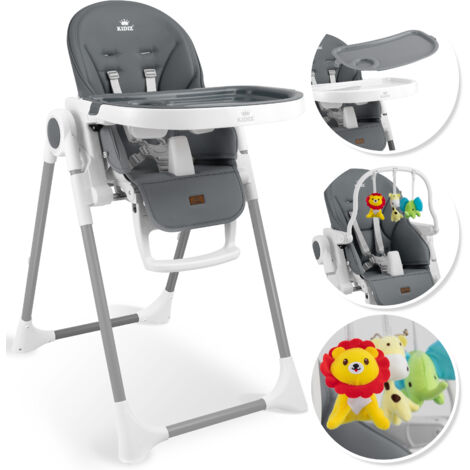 KIDIZ® 3in1 Hochstuhl Kinderhochstuhl inkl. Spielbügel    Babyliege    Kombihochstuhl Babyhochsitz   7 höhenverstellbar Verstellbare Rückenlehne    Dunkelgrau