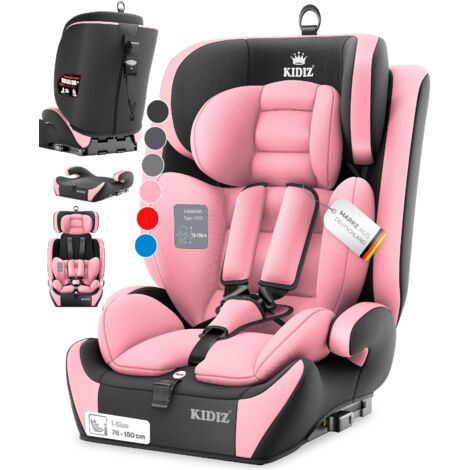 KIDIZ® Autokindersitz Premium Kinderautositz Gruppe 1+2+3, 9-36 kg 5-Punkt-Sicherheitsgurt Autositz Kindersitz Einstellbare Kopfstütze Mitwachsend  Rosa