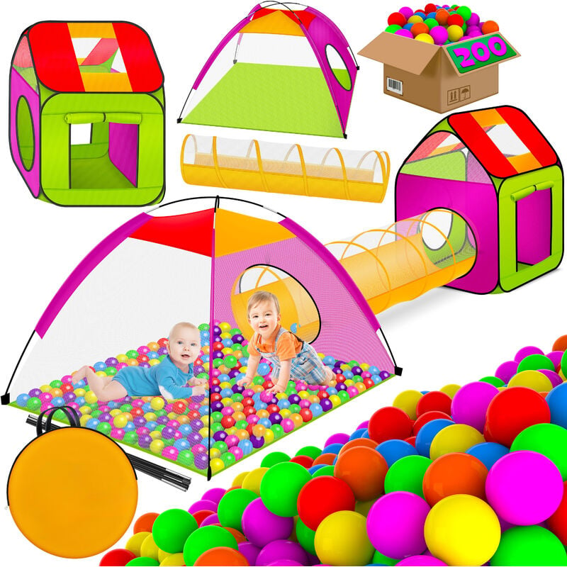 Kidiz - Tente de jeu Maison de jeu Tente pour bébé 200 balles Bassin de balles Tente pour enfants Idéal pour la maison & le jardin Sac Tunnel xxl