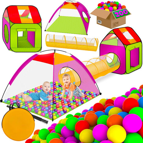 KIDIZ® jeu tente + tunnel + 200 balles + sac enfant tente balle jeu de billard tente maison de bébé