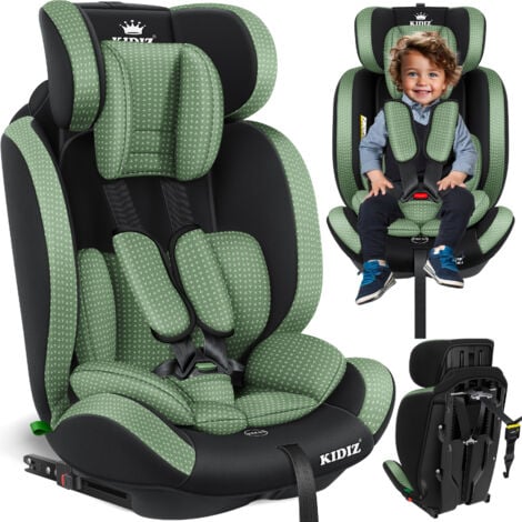 KIDIZ® seggiolino auto Triangle Premium guscio seggiolino auto 9 kg - 36 kg 1-12 anni gruppo 1/2/3 universale omologato secondo ECE R129/03 con Isofix verde