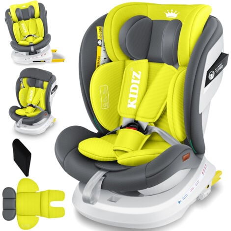 KIDIZ® Siège auto pour enfant | Siège auto pour bébé | Siège auto pour enfant Isofix Top Tether | pivotant à 360°, groupe 0/1/2/3, dès la naissance, de 0 à 36 kg | Avec pare-soleil, protection latérale, ceinture à 5 points, le noir