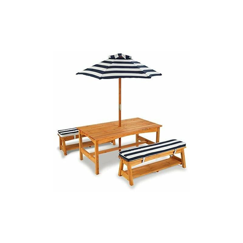 106 Ensemble table et banc d'extérieur en bois avec coussins et parasol - m... - Kidkraft
