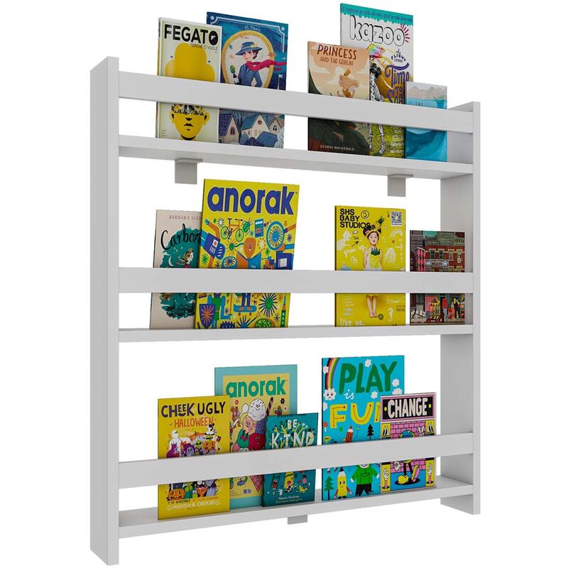 Kidos étagère pour chambre d'enfant accroché au mur 3 tablettes blanc.