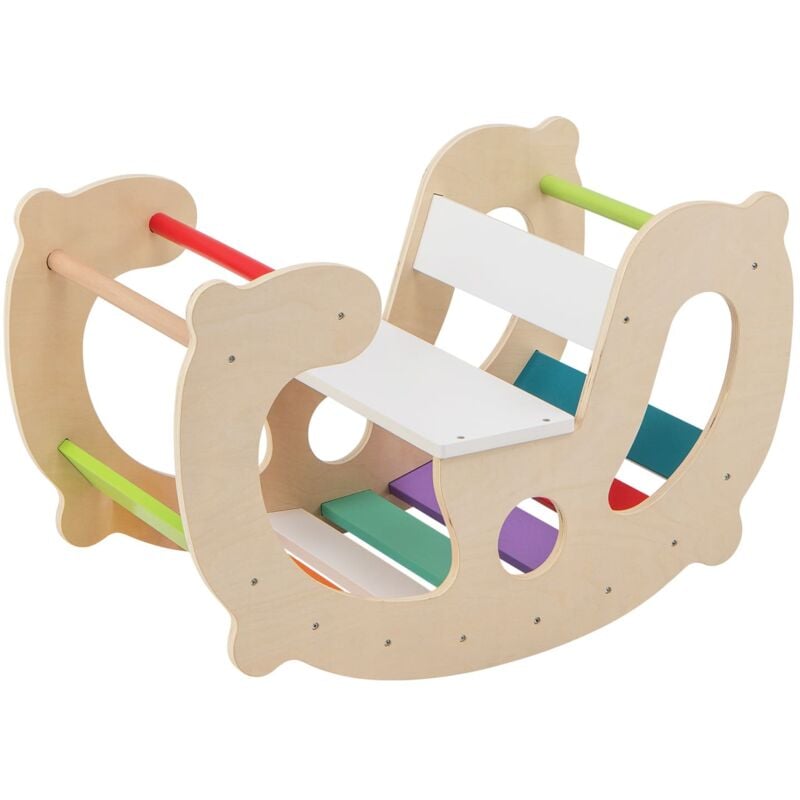 Costway - Kids 2-in-1 Rocking Horse Arch Montessori Climbing Toys w/Rocker