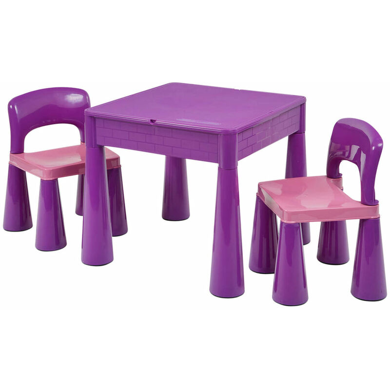 Kids 5-in-1 Activity Table and 2 Chair Set - Purple - Purple