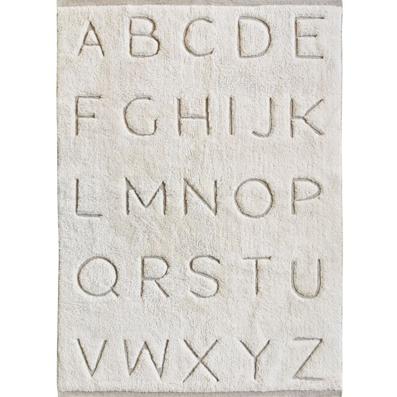 Kids abc - Tapis enfants lavable en coton motif alphabet relief naturel 100x150