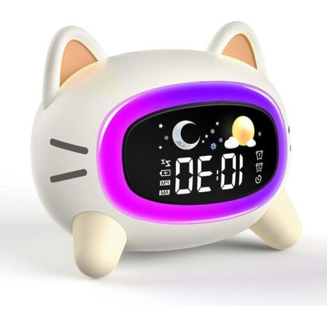 Kids' Alarm Clock/Sleep Training Clock - Moon, Sun, Sound - Digital Display, Battery Powered, with Night Light