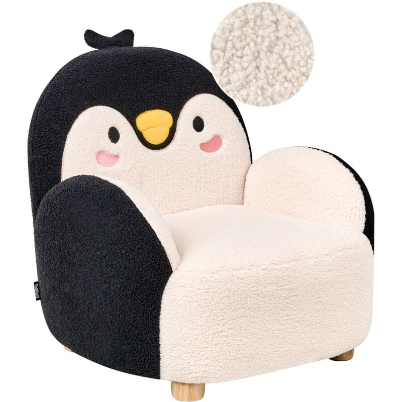 Beliani - Kids Armchair Penguin Upholstered Chair for Children Black Fyn