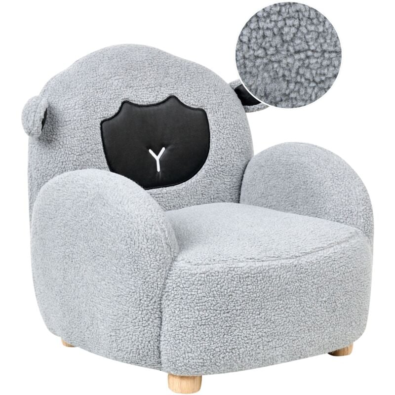 Beliani - Kids Armchair Sheep Upholstered Chair for Children Grey Ula
