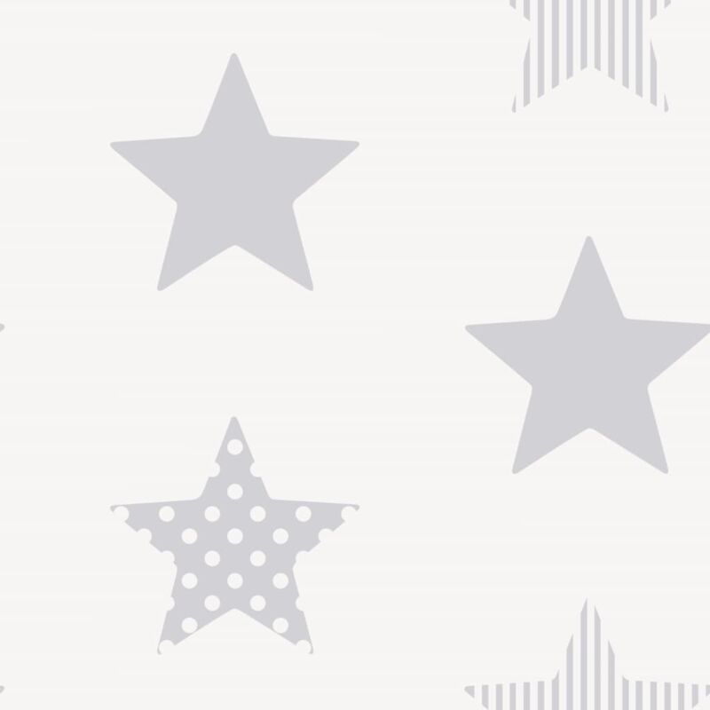 

Papel pintado Superstar blanco y plateado - Multicolor - Kids At Home