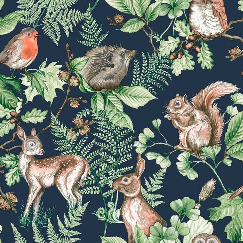 

Papel pintado Woodland Animals azul - Azul - Kids At Home