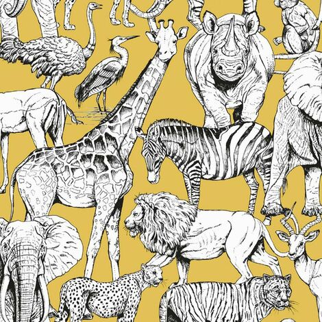 Kids at Home Papier peint Jungle Animals Jaune Ocre Noordwand - N/A