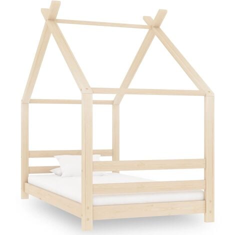 main image of "Kids Bed Frame Solid Pine Wood 80x160 cm - Brown"