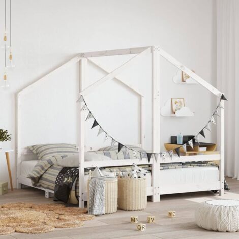 Kids Bed Frame White 2x(80x160) cm Solid Wood Pine vidaXL