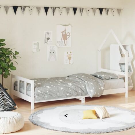Kids Bed Frame White 90x190 cm Solid Wood Pine vidaXL