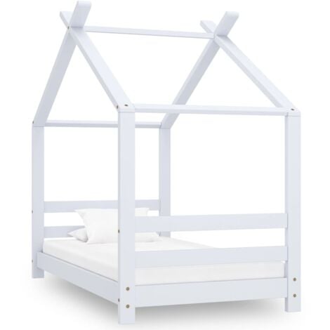 Kids Bed Frame White Solid Pine Wood 70x140 cm