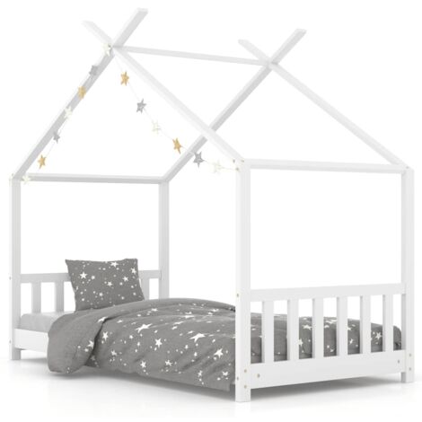 Kids Bed Frame White Solid Pine Wood 70x140 cm vidaXL