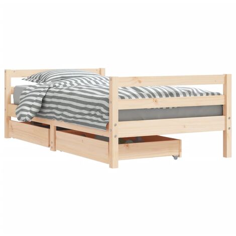Kids Bed Frame with Drawers 80x160 cm Solid Wood Pine vidaXL