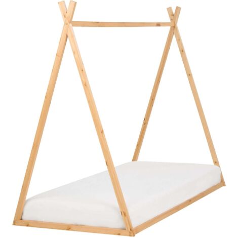 Kids Bed Teepee Pine Wood SAURAT 90 x 200 cm (EU Single) Light Brown
