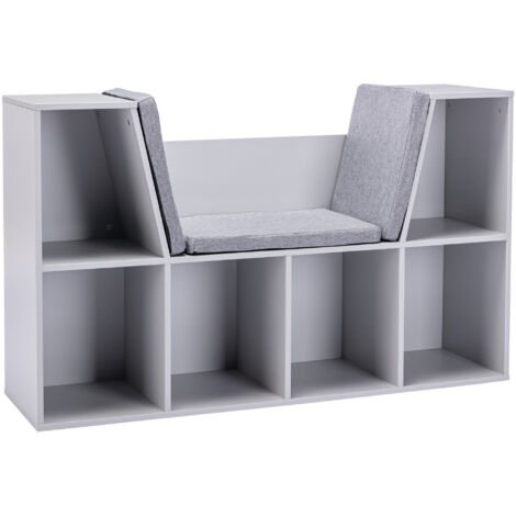 Kids Bookcase Shelf Storage Cabinet Unit, Living Room Sideboard w/ Six Compartments for Toys, Books - Grey