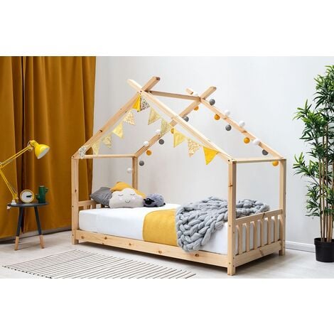 CRAZYPRICEBEDS Kids Canopy House Bed Frame Solid Pine Single 3ft