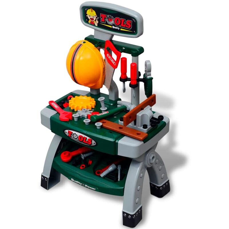 Kids'/Children's Playroom Toy Workbench with Tools Green + Grey