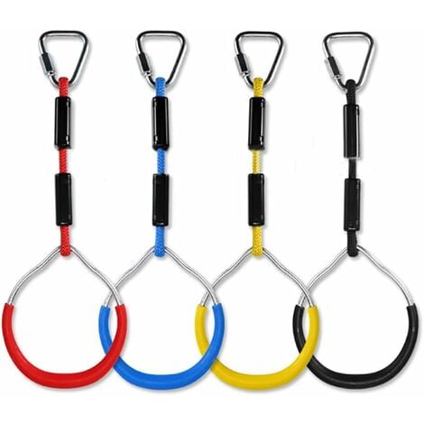 Kids Climbing Rings Multi-Function Swing with Plastic Rings Max Load 160kg Ninja Climbing Ring Obstacle Garden Swing