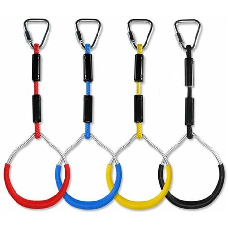 Kids Climbing Rings Multi-Function Swing with Plastic Rings Max Load 160kg Ninja Climbing Ring Obstacle Garden Swing