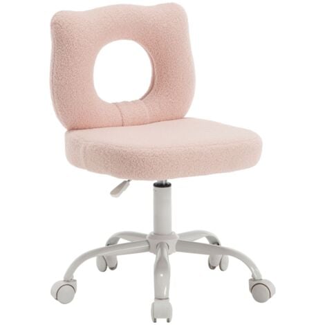 Kids Desk Chair in Sherpa with Backrest Swivel Computer Task Chair Height Adjustable for Children Study Reading, Pink, Wahson