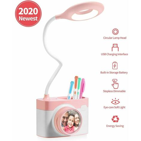 Kids Desk Lamp, User co.ukiendly Reading Light with Pen Holder, USB Rechargeable Table Lamp, Dimmable Bedside Lamp with Touch Sensor
