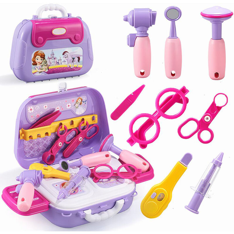 

Kids Doctor Playsets Case Handbag Pretend Play Doctor Case Set 12PCS Juguete medico para niños pequeños para niños Juego medico, Purpura