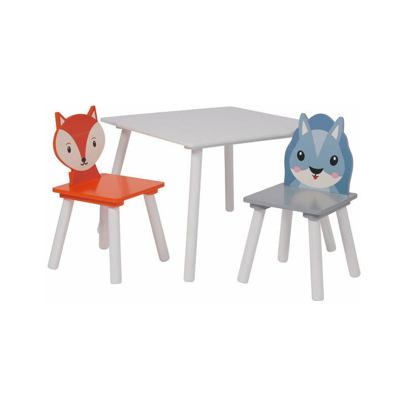 Liberty House Toys - Kids Fox and Squirrel Table and 2 Chairs Set - Orange, Grey, White