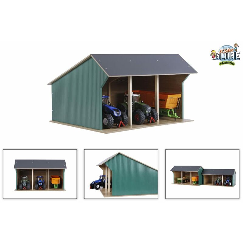 

Kids Globe - Cobertizo de granja de tractores grande 1:32 madera 610193 - Verde