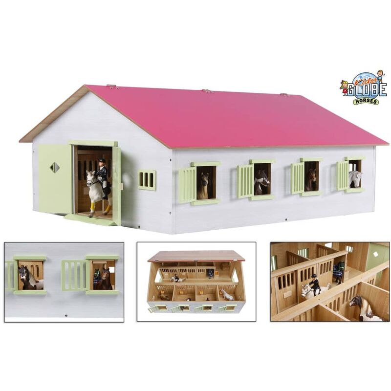 

Establo de caballos con 7 boxes 1:24 rosa 610189 - Rosa - Kids Globe