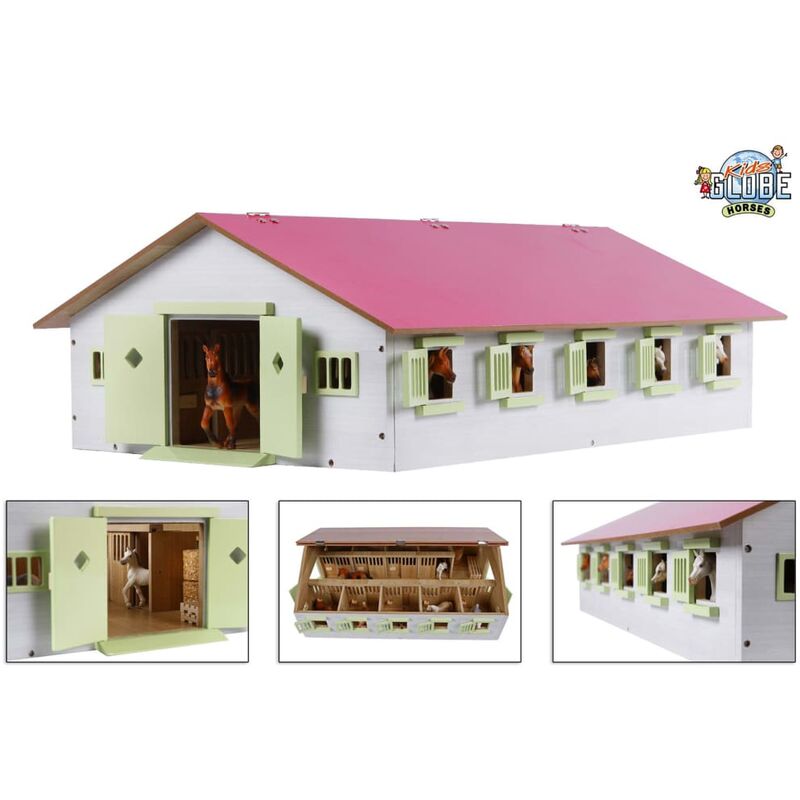 

Kids Globe - Establo de caballos con 9 boxes 1:32 rosa 610188 - Rosa