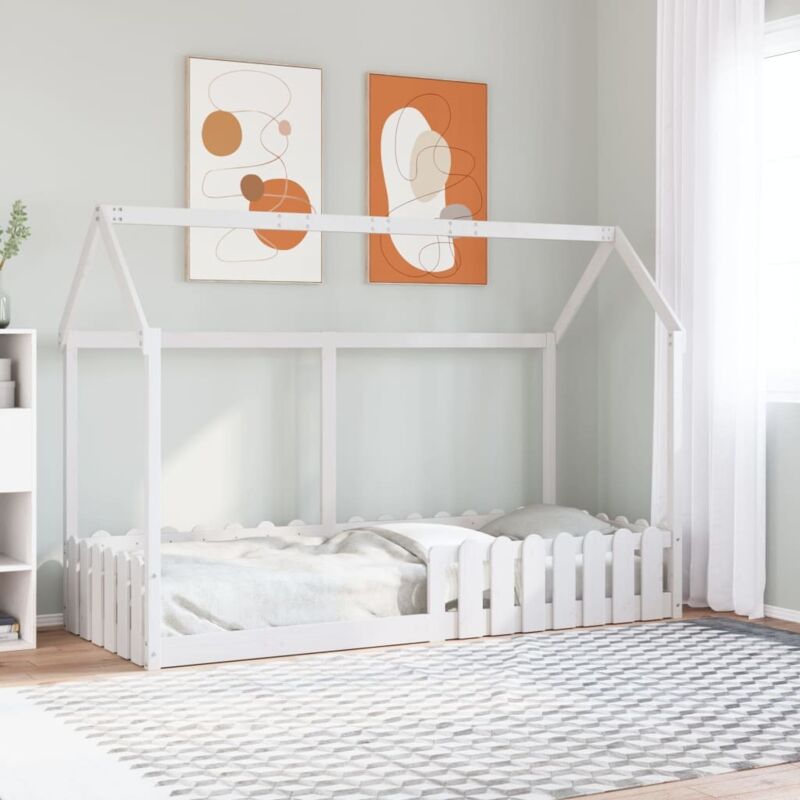 Kids' House Bed Frame Without Mattress White 80x200 Cm Vidaxl