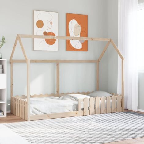 Kids' House Bed Frame without Mattress 90x190 cm Single Solid Wood Pine vidaXL