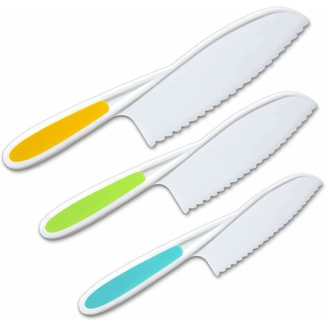 3 Piece Nylon Knives for Kids Kid Safe Knives for Cooking & Cutting Kitchen Lettuce & Salad Knives Kids Serrated Knife in 3 Sizes & Colors Plastic