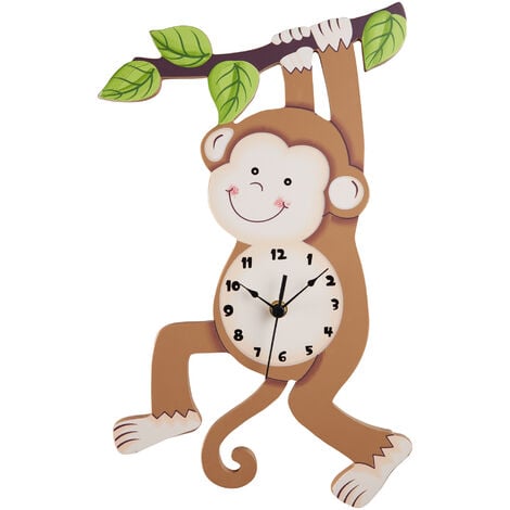 TEAMSON KIDS Kids Monkey Wall Clock Animal Themed Sunny Safari by Fantasy Fields TD-0081AR