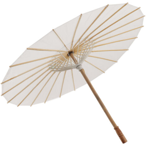 Kids Paper Parasol Bamboo and Paper Chinese Style Elegant White DIY Paper Umbrellas for Decoration 83cm/32.7in