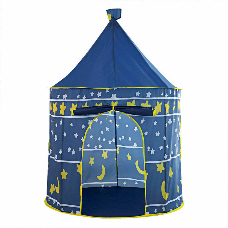 Kids Play Tent Portable Yurt Style Castle Play Tent Kids Tent Playhouse Indoor Outdoor Children's Playhouse for Boys Girls (Blue)