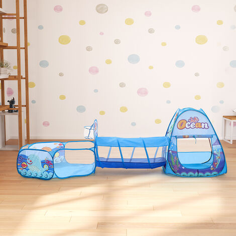 Kids Pop Up Play Tent Set Toddlers Tunnel Playhouse