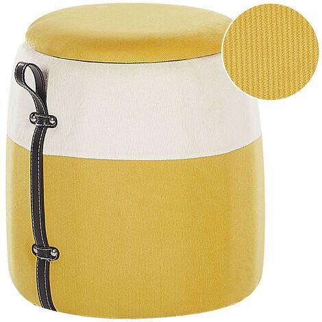 Kids Pouffe Footstool with Storage Children's Bedroom Yellow Ruby - Yellow