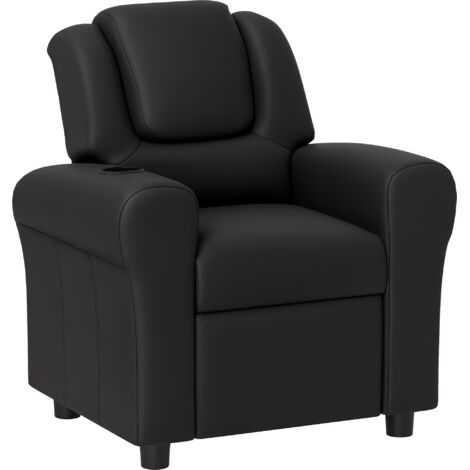 Kids Recliner Chair, PU Leather with Adjustable Backrest, Footrest, Padded Headrest, Black