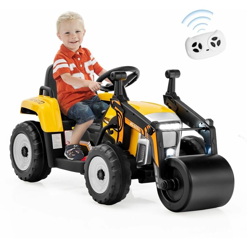 Costway - Kids Ride on Road Roller 12V Electric Battery Powered Toy 2.4G Remote Control