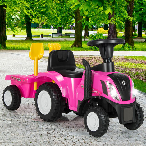 main image of "Kids Ride on Tractor and Trailer Children Electric Toy Car Scooter Light Sounds"